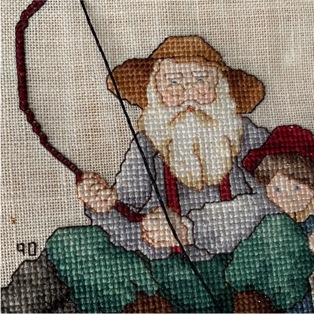 Framed Cross-Stitch Embroidered Wall Art Faith - Picture 4 of 11